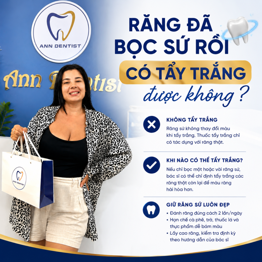 Răng đã bọc sứ có tẩy trắng được không?