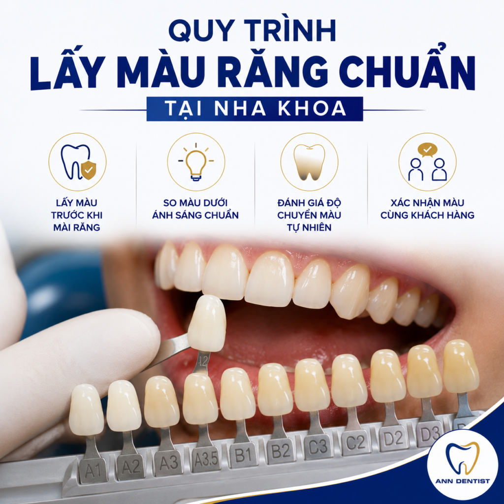 quy trình chọn màu răng sứ chuẩn